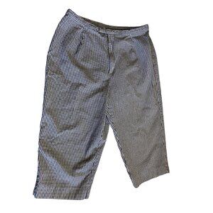 Kim Rogers Womens Capri Pants 12P Petite Black White Gingham Cotton Preppy